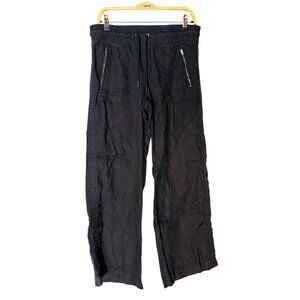 Athleta Cabo Linen Wide-Leg Black Pants Size 8